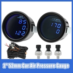 Manómetro de aire 52mm para coche con LED azul y 3 sensores 1/8NPT