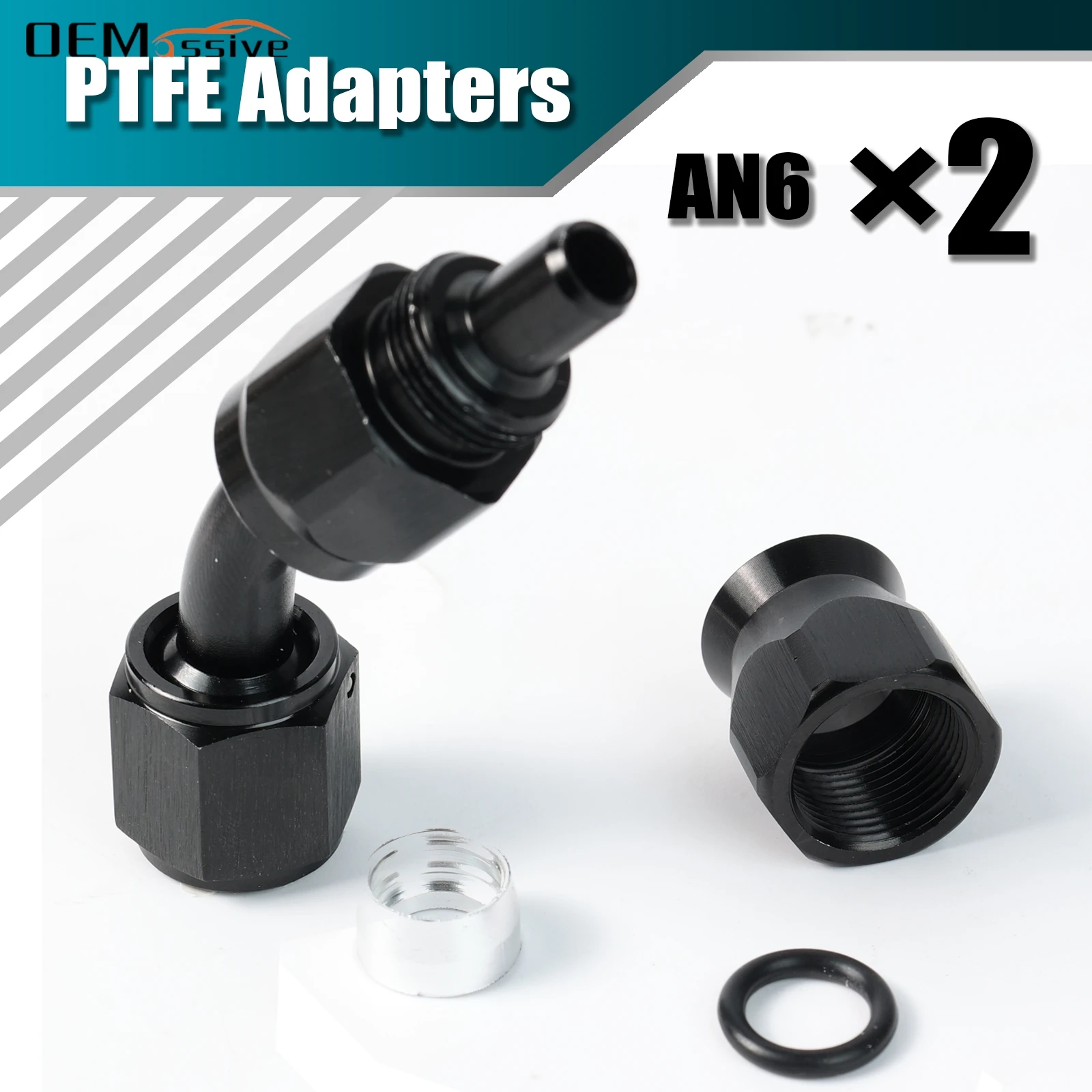 Adaptadores giratorios manguera combustible AN6 PTFE negro
