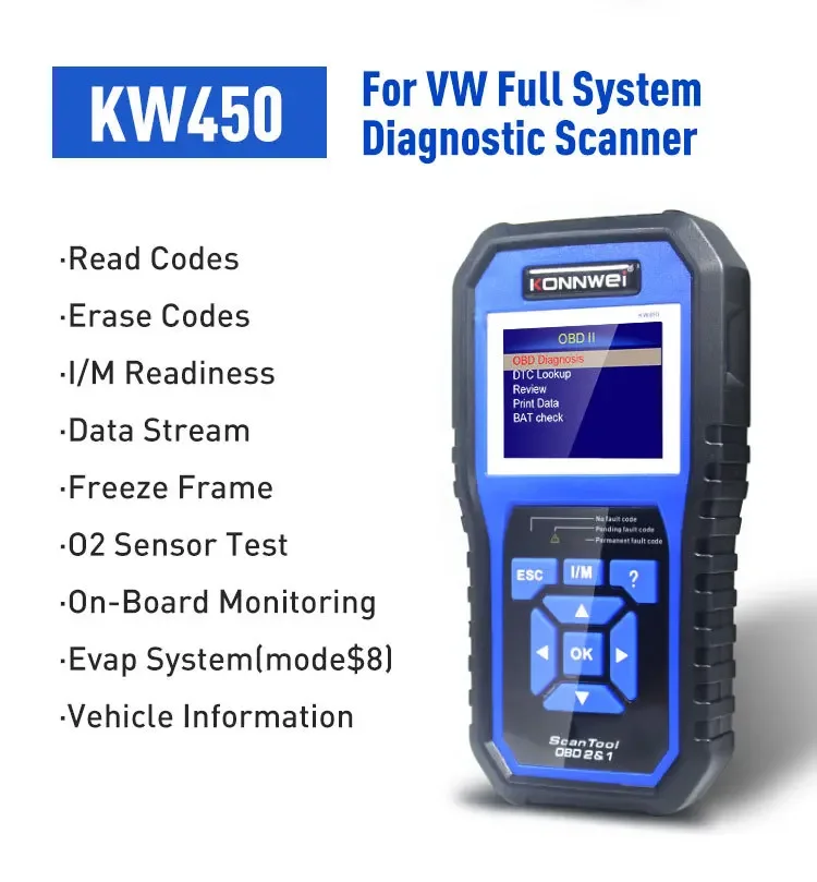 KW450 escáner diagnóstico OBD2 multifunción universal - imagen 2