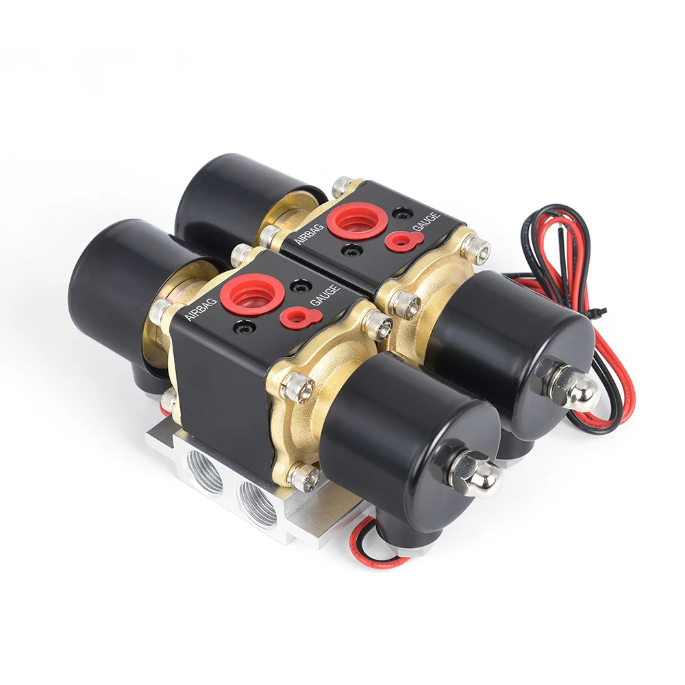 Válvula solenoide doble estación 12V para suspensión neumática 200PSI