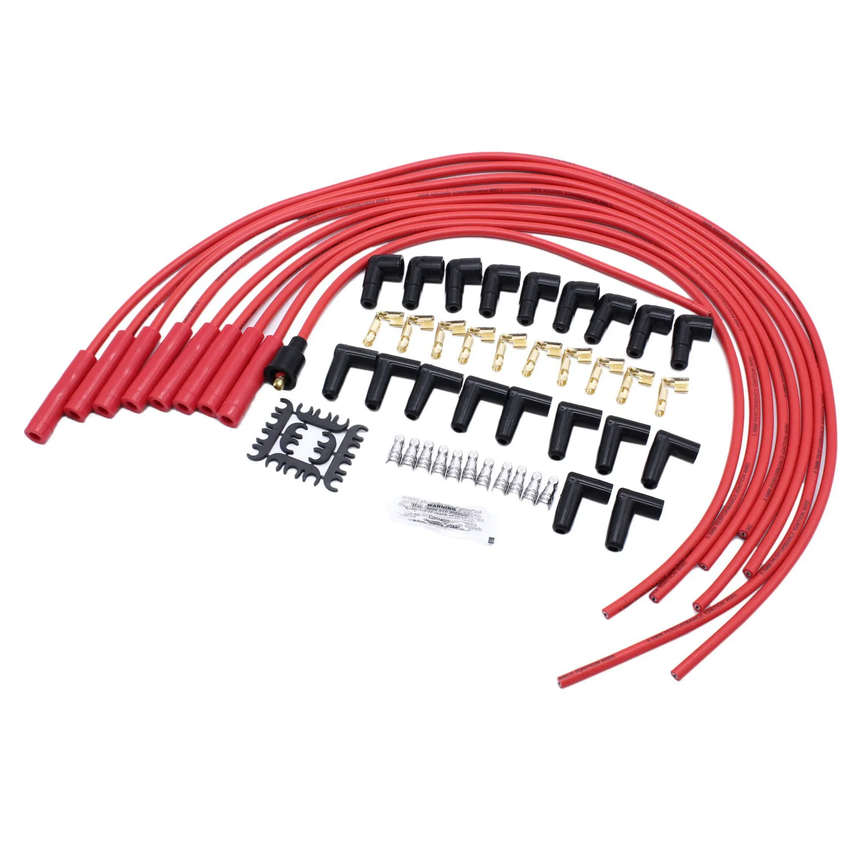 Juego de cables de bujía AB56-4041R, cobre en espiral 8 mm rojos - imagen 2