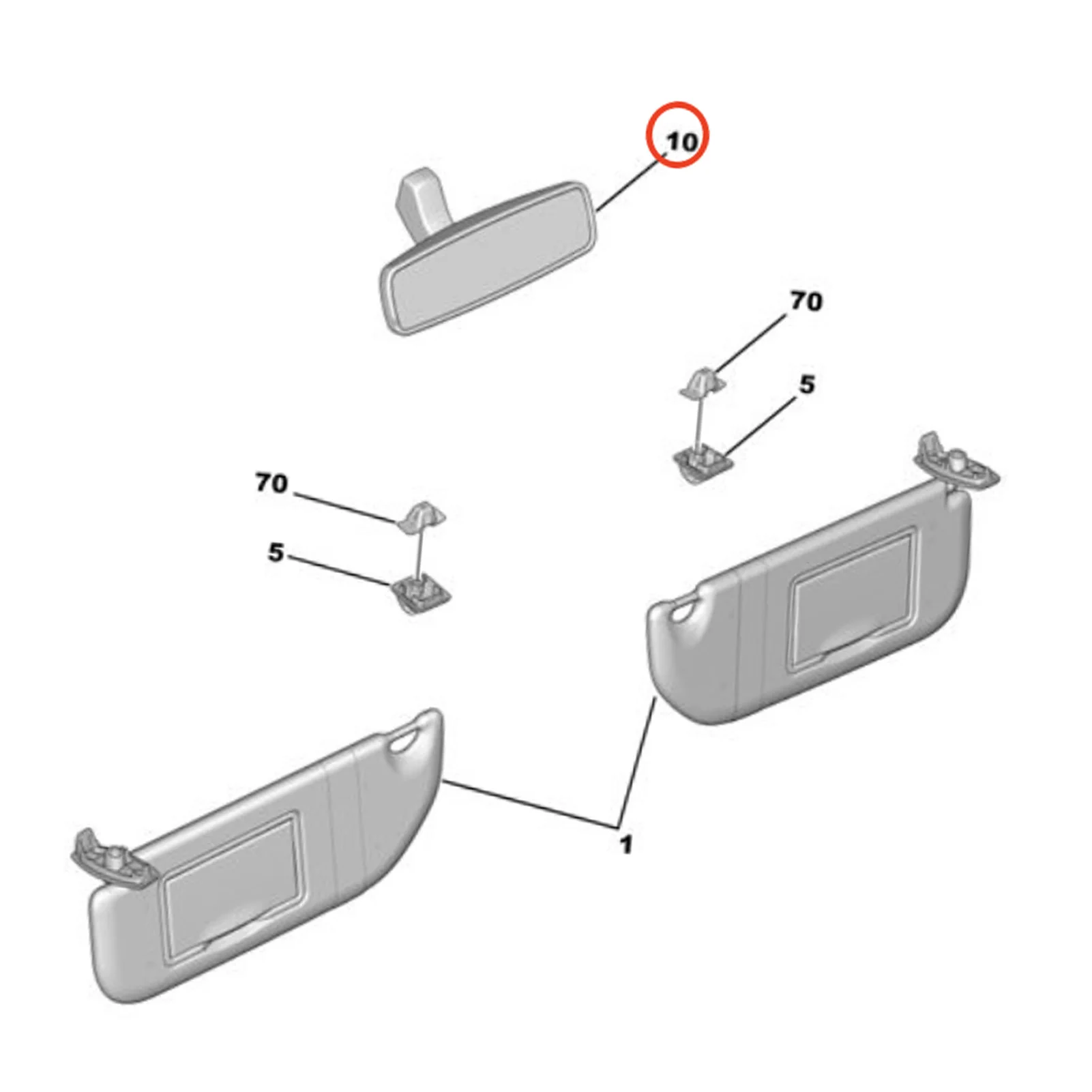 Espejo retrovisor interior 8148Y7 para Citroën C3 I, C4 I y C5 I/II - imagen 4