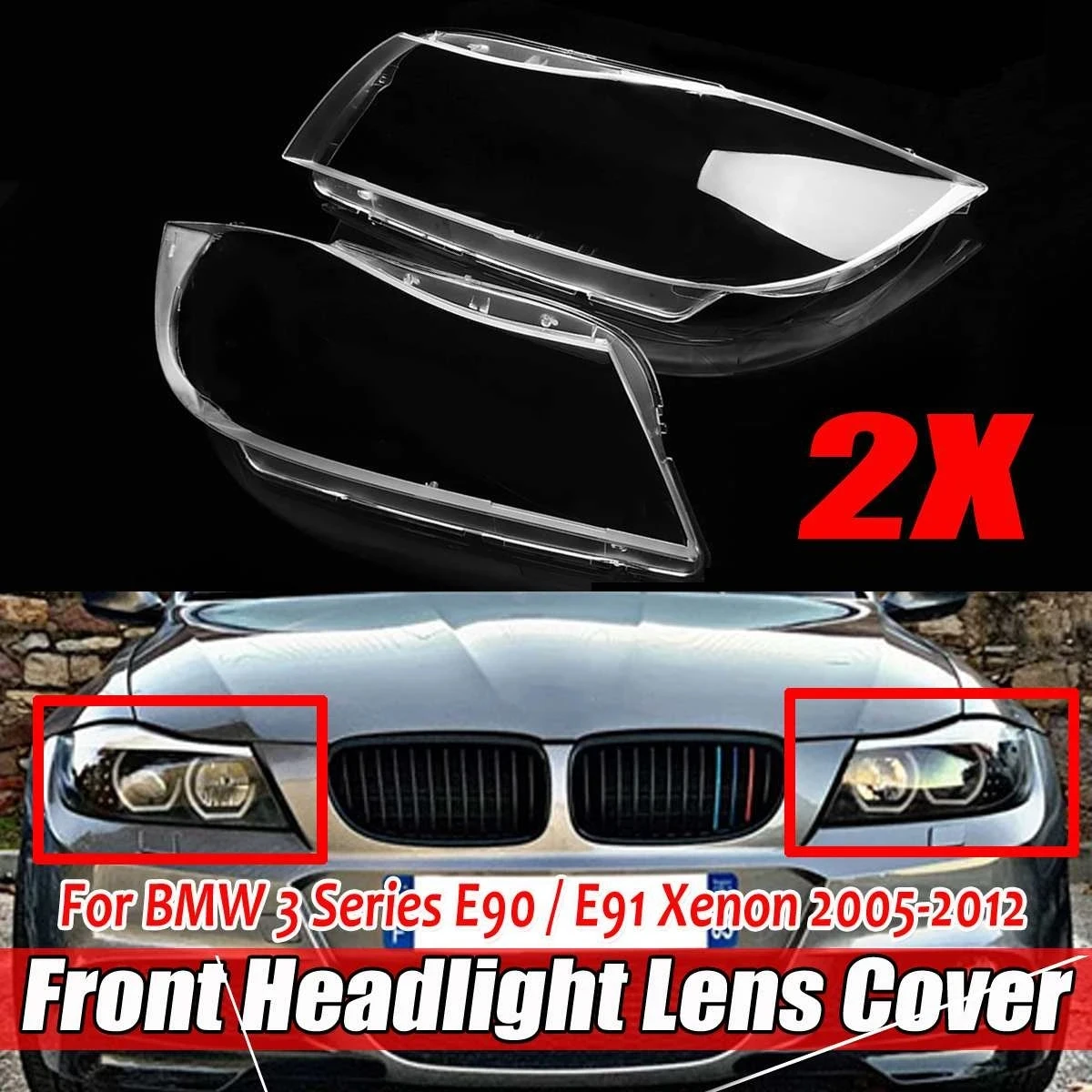 Cubierta faro delantero BMW E90/E91 xenón transparente