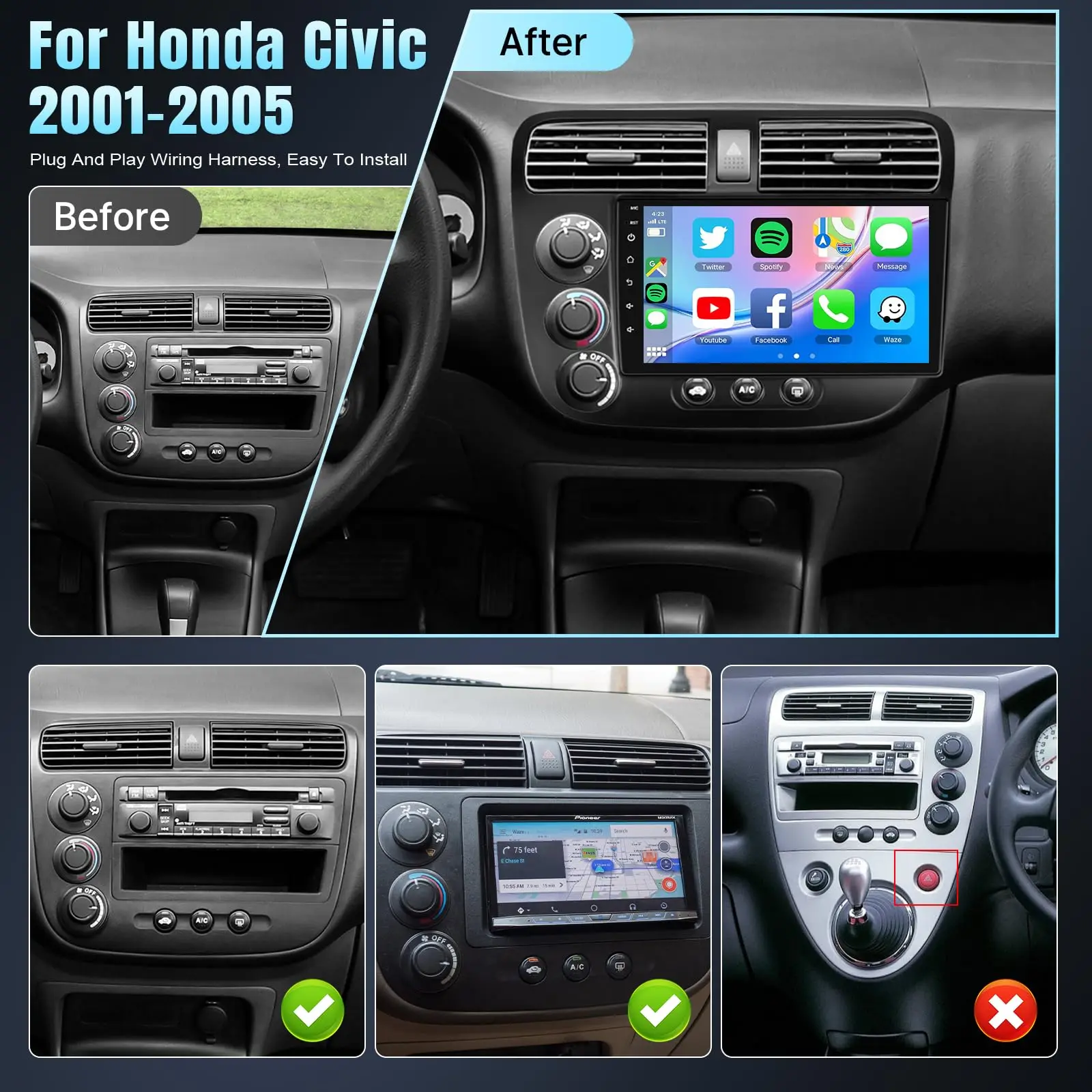 Radio pantalla táctil 9" IPS CarPlay y Android – Toyota RAV4 2006-2012 - imagen 2