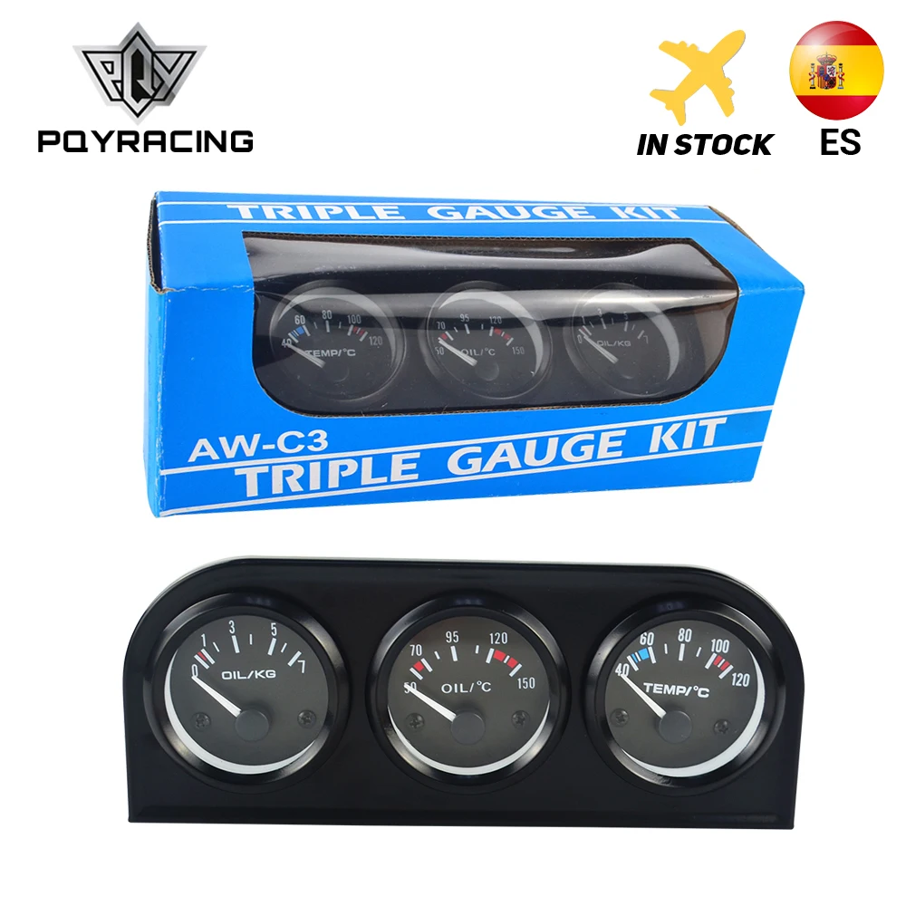 PQY Kit Triple 52mm medidores temperatura aceite agua presión coche