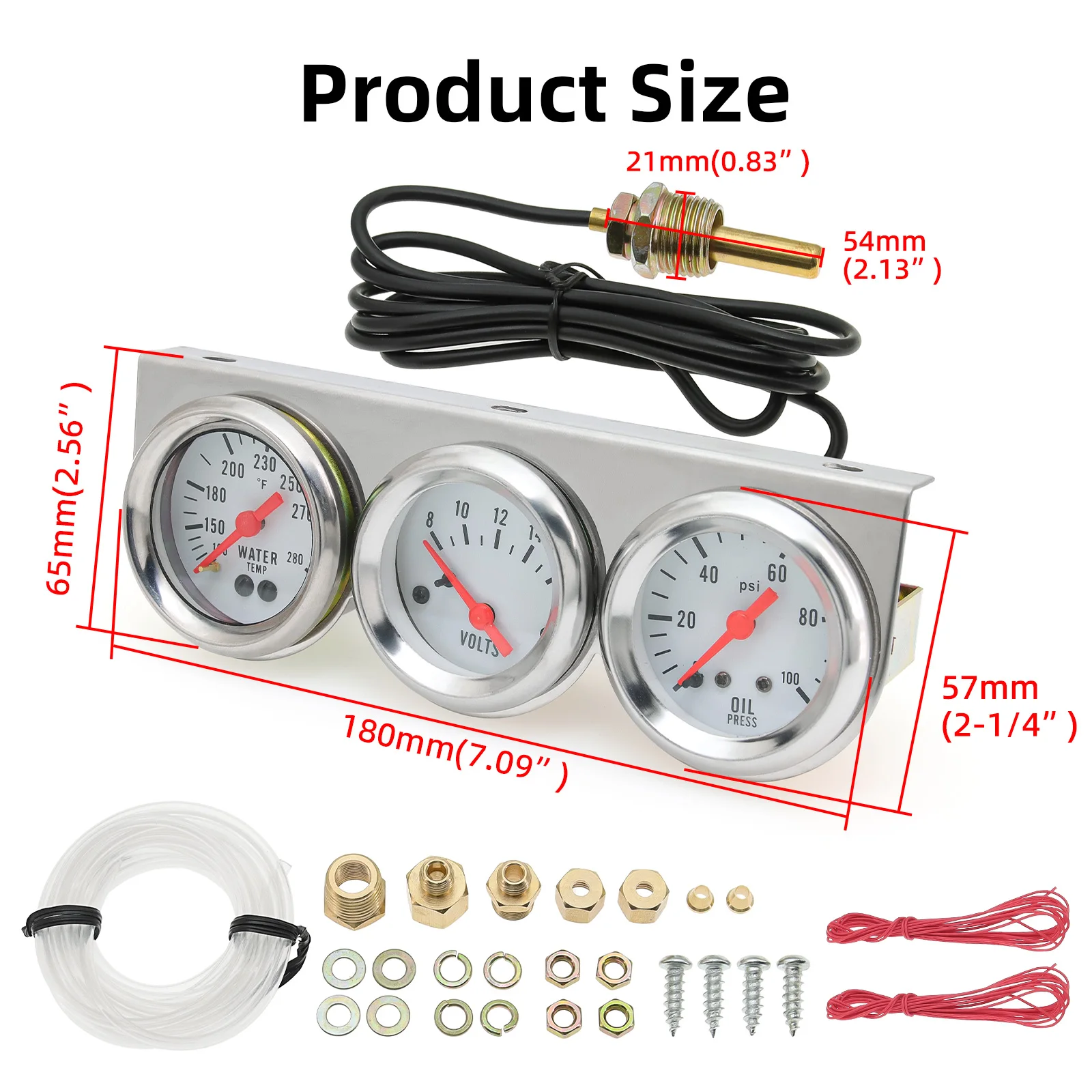 Kit medidor multifunción temperatura agua voltaje presión aceite LED - imagen 3