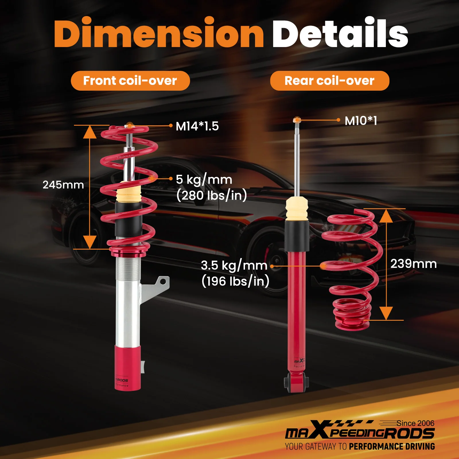 Kit de resorte helicoidal de suspensión para VW Golf Mk5 Mk6 1K Jetta Mk5 1K5 Passat B6 CC Beetle Coilovers para Audi TT 8J (FWD) 2006-2014 - imagen 5