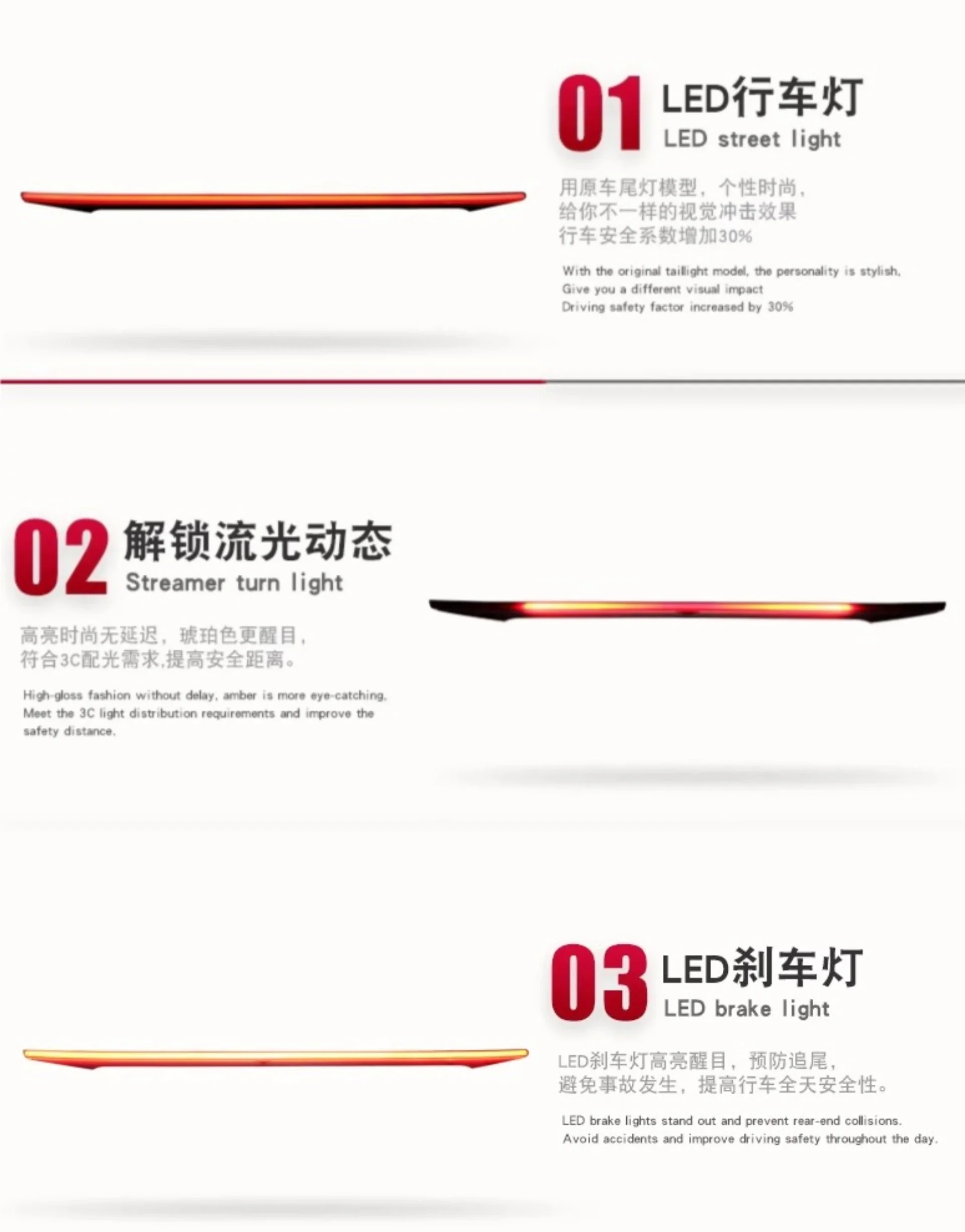 Kit de luz trasera tipo barra y accesorios de montaje incluidos en el paquete