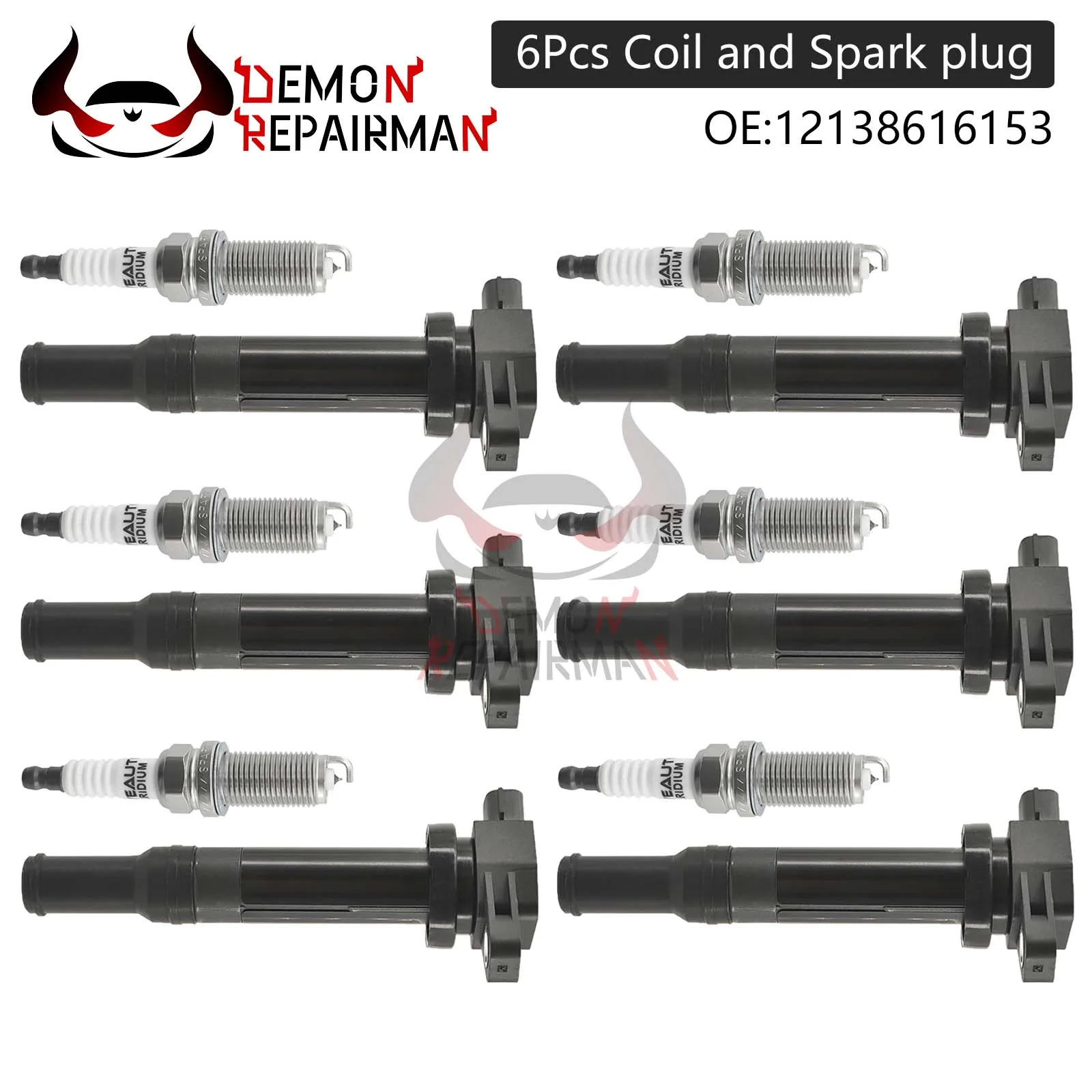 6 uds 27301-3E400 bobina de encendido + bujía para Hyundai Santa Fe Kia Optima Rondo 2.4L 2.7L 2006-2010 5C1624 UF558T - imagen 2