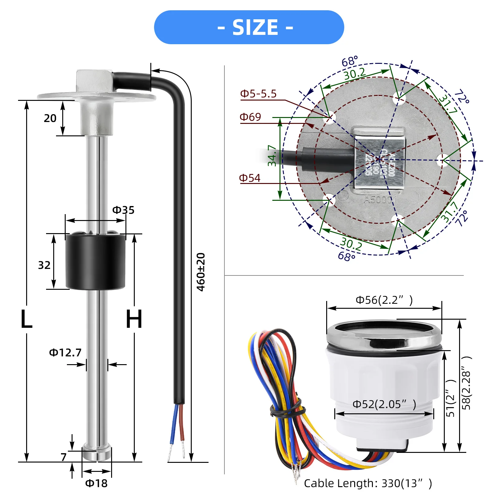 Sensor de nivel de combustible con medidor y retroiluminación roja - imagen 4