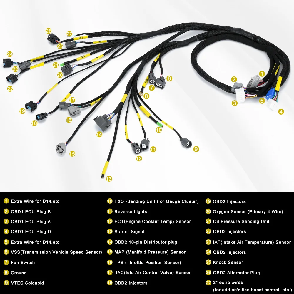 Arnés de cableado de motor para Honda Civic e Integra