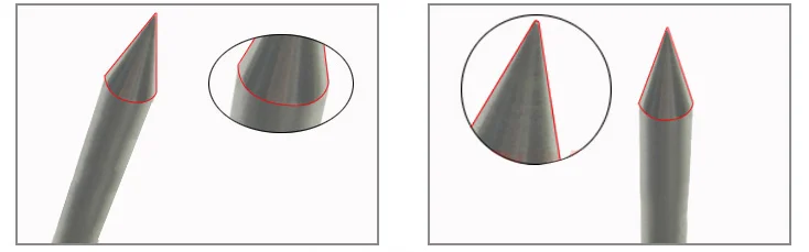 Vista de la punta afilada