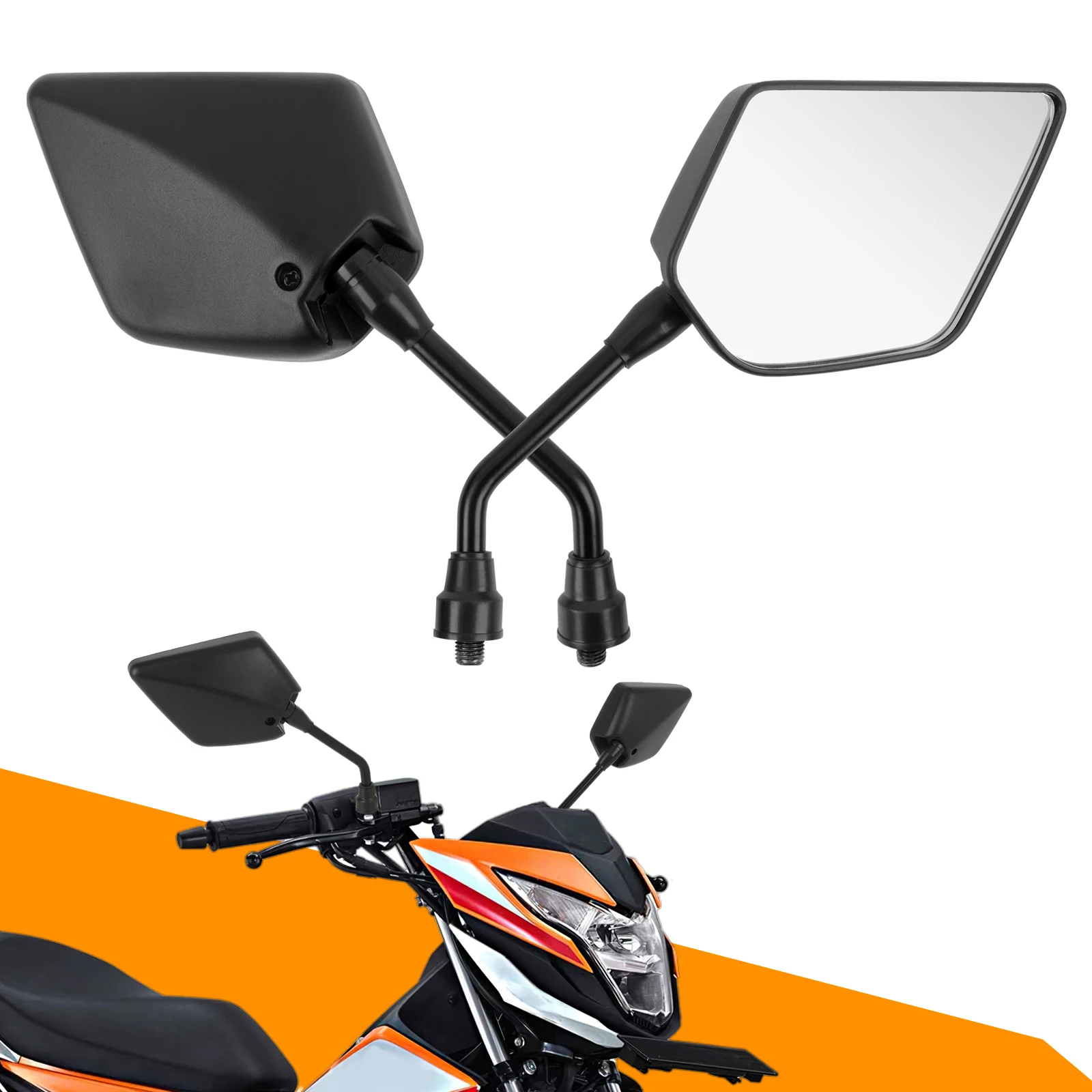 Espejos retrovisores M10 negros convexos para moto y scooter
