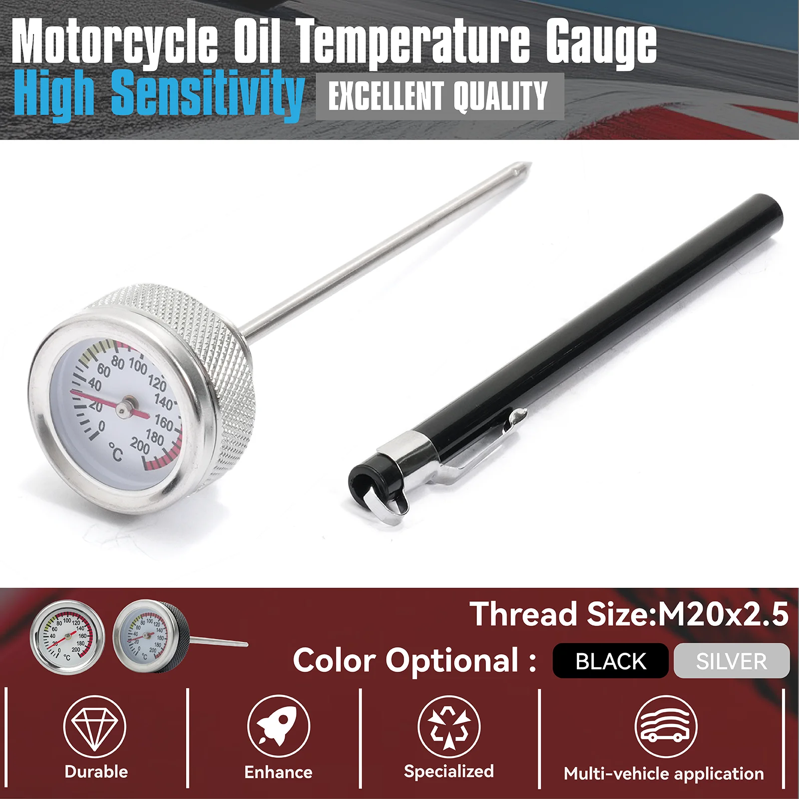 Tapa depósito combustible moto M20x2.5 – Termómetro aceite 0-200°C
