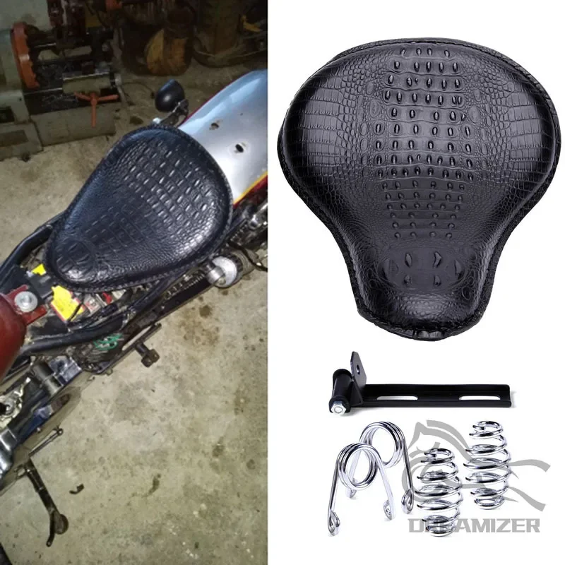 Asiento monoplaza retro efecto cocodrilo para Harley y Honda Café - imagen 4