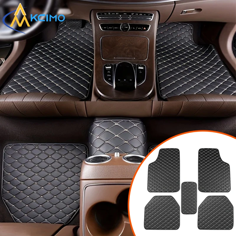 Universal 5 unids/set alfombrillas de coche de cuero PU impermeable a prueba de polvo almohadillas protectoras de pie de coche accesorios de Interior de coche de moda