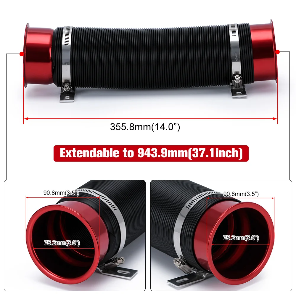 Manguera de admisión de aire frío universal 76 mm con conector PQY-IMK15R - imagen 3