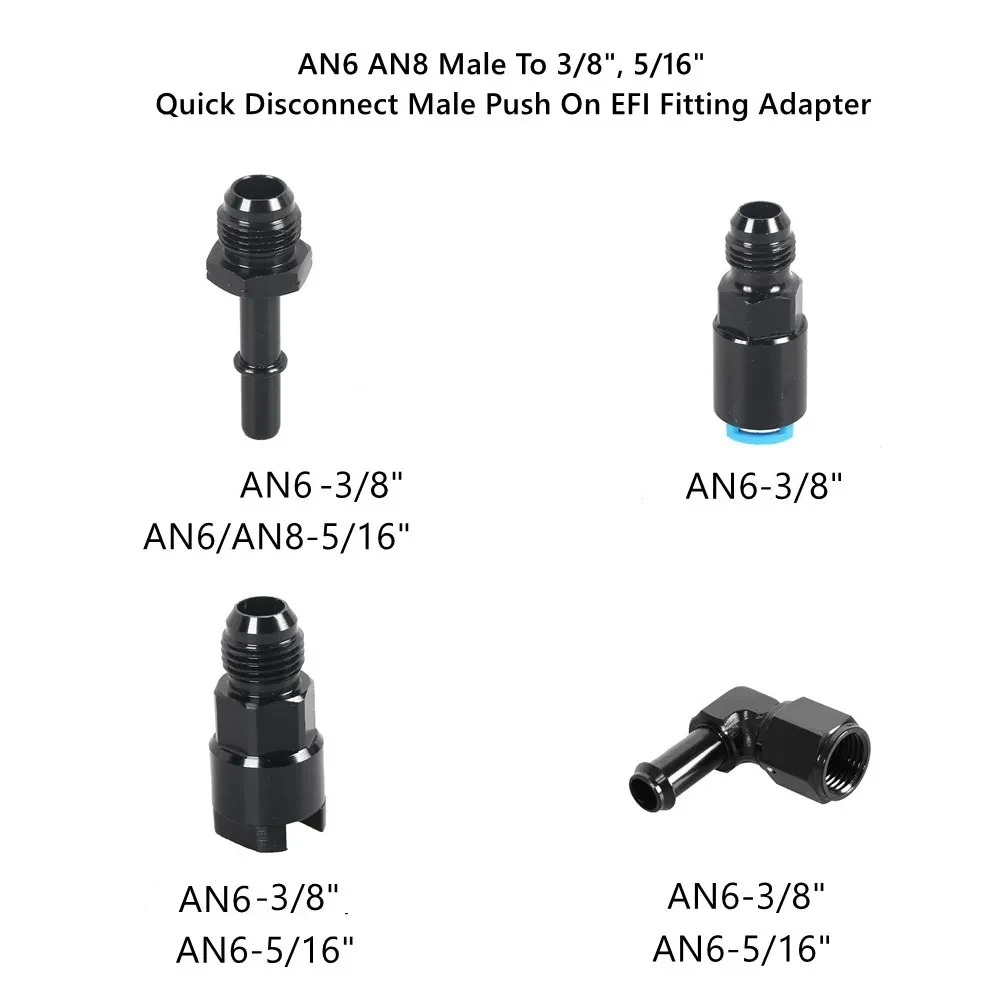 Adaptador EFI negro para conexión de línea de combustible