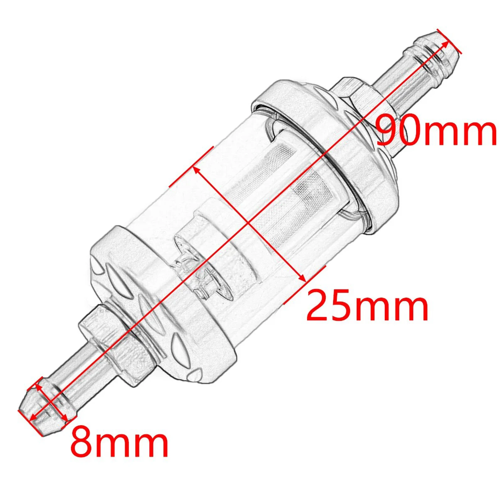 Detalle del filtro de combustible para motocicleta y ATV
