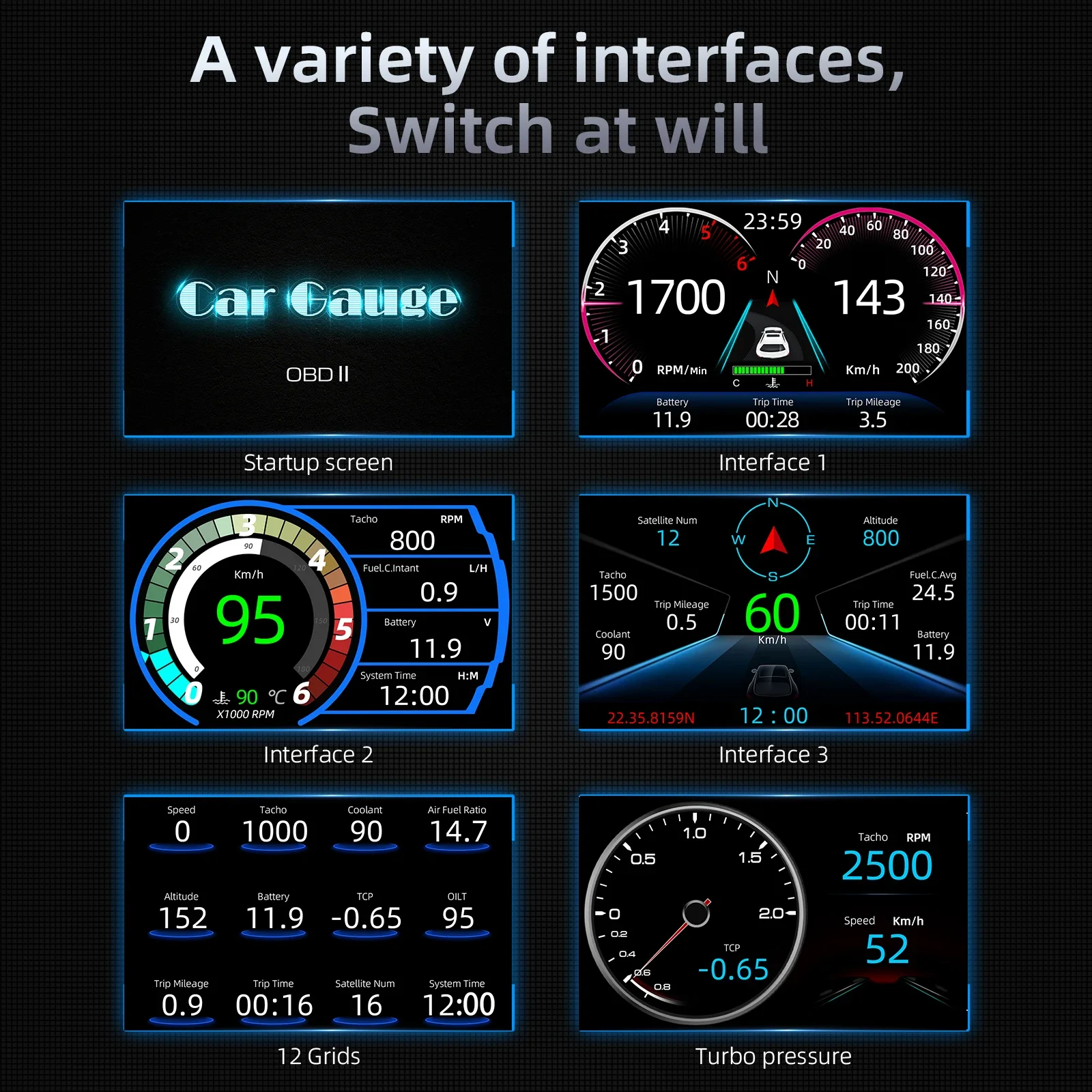 Pantalla HUD OBD2 F11 GPS LCD – Visualizador datos motor - imagen 2