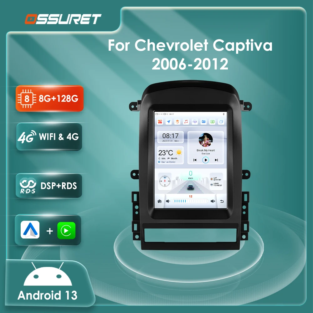 9,7 "Android 13 radio de coche GPS estéreo para Chevrolet Captiva Sport 2006-2012 reproductor multimedia 360 Cam Autoradio AI pantalla Carplay