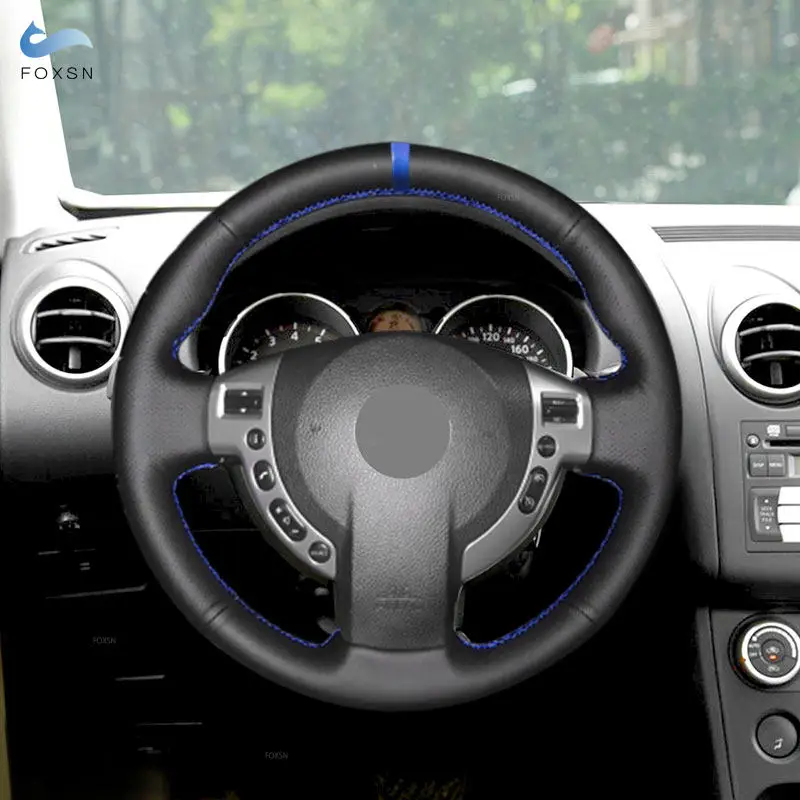 Funda volante cuero negro con tira azul Nissan Qashqai/X-Trail