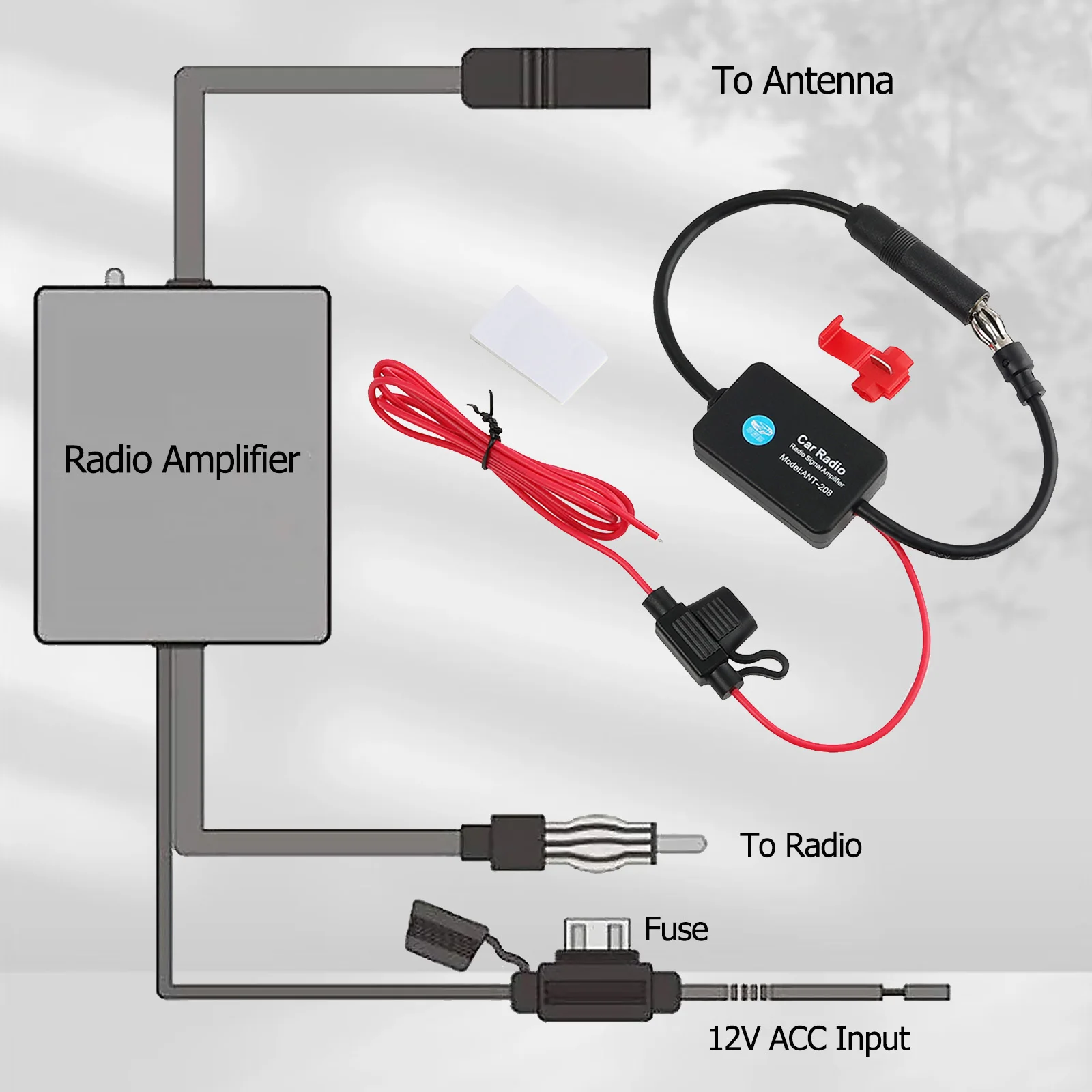 Amplificador FM universal 12V con antena antiinterferencias para coche - imagen 5