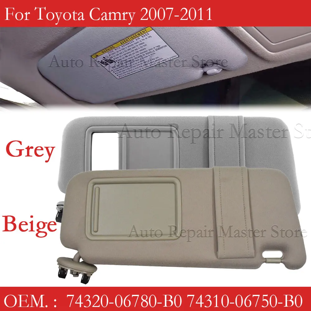 Visera parasol beige OEM 74310-06750-E0 Toyota Camry 2007-2011 - imagen 2