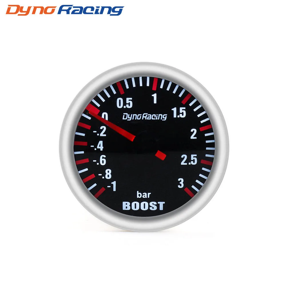 Manómetro de turbo Dynoracing 52 mm 3 bar mecánico LED blanco
