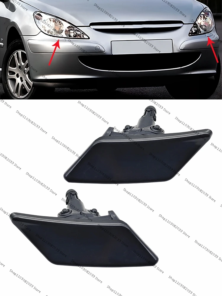 Para Peugeot 307 faro delantero arandela cubierta de boquilla de pulverización parachoques cubierta de boquilla de faro sin pintar