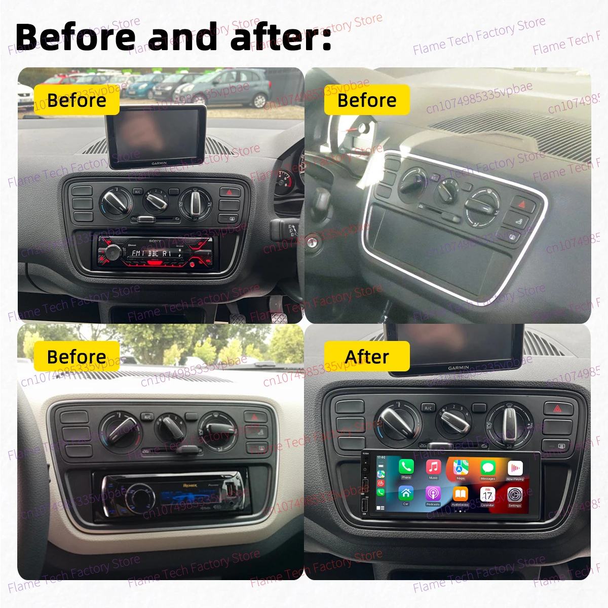 6,86" 1 Din Android Radio Car Multimedia para VW Volkswagen UP 2011-2017 Android Auto Estéreo - imagen 2