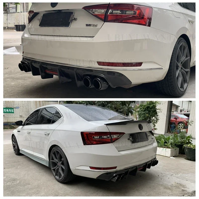 Labio trasero de fibra de carbono LED para Skoda Superb 2015-2019 - imagen 4