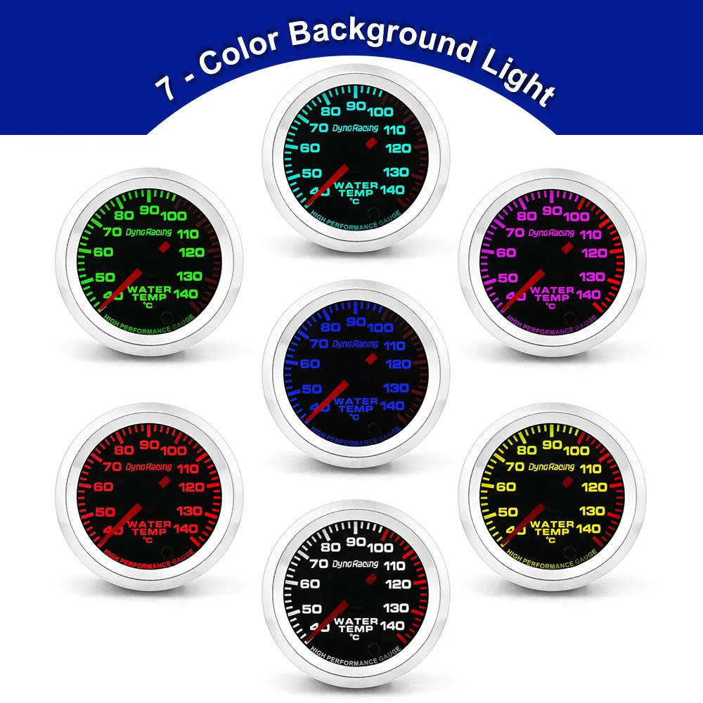 Dynoracing Medidor de temperatura del agua 52 mm 12 V 7 colores - imagen 3