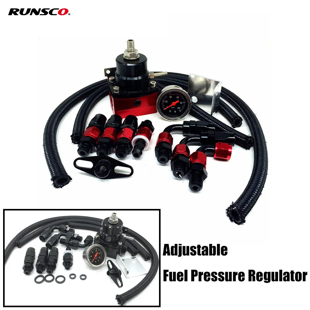 Regulador presión combustible ajustable con manómetro AN6 – Universal