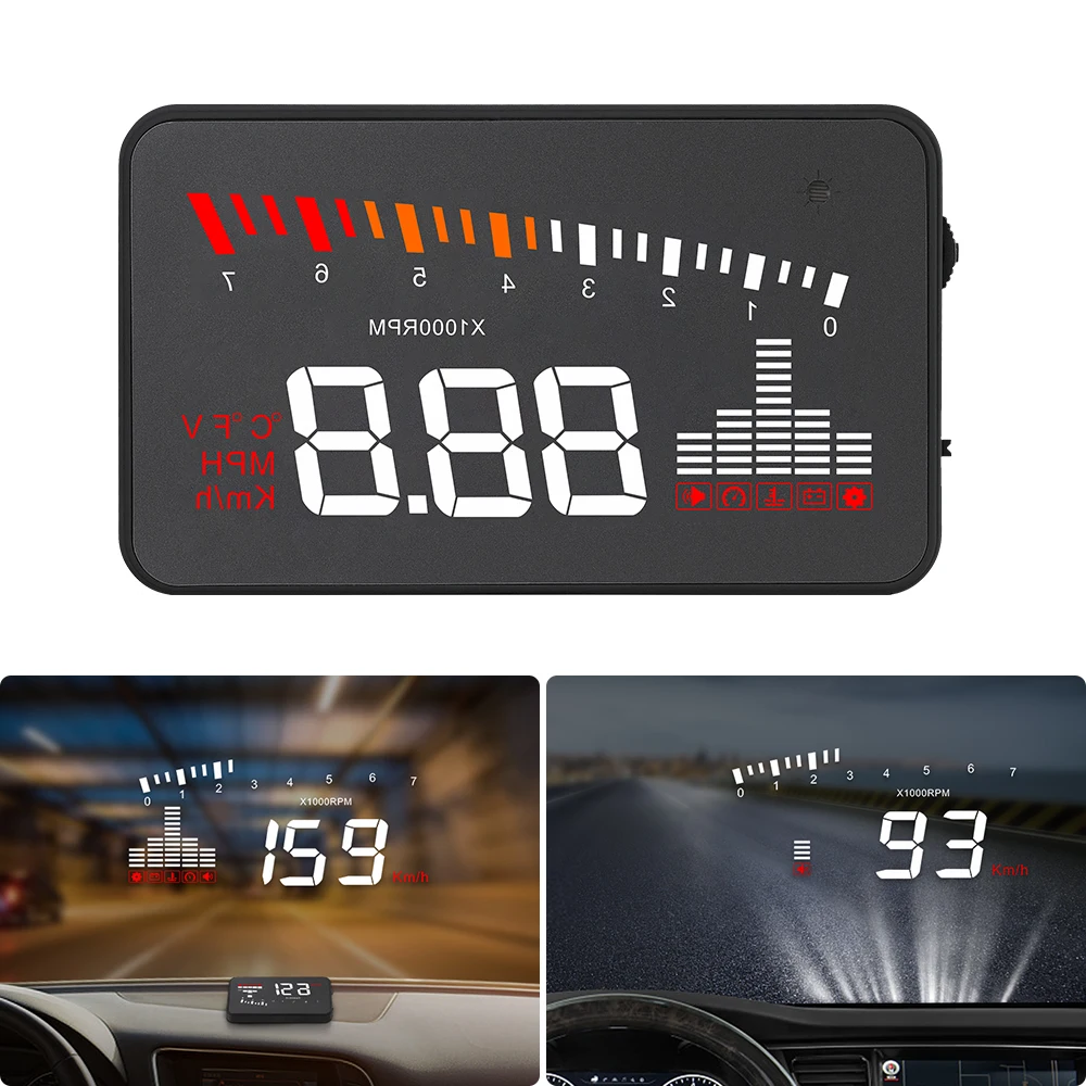 HUD OBD X5 para parabrisas con avisos de temperatura y voltaje - imagen 5