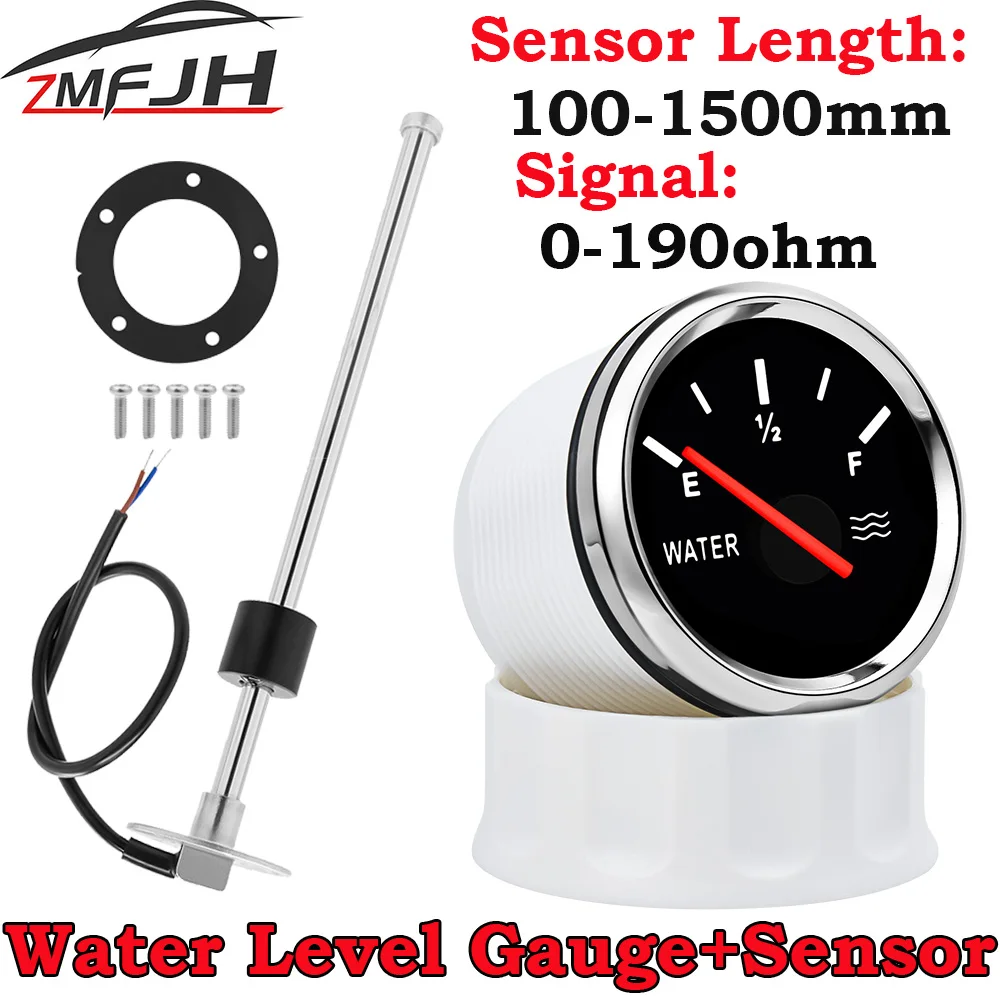 Medidor nivel agua 52MM con sensor indicador 0-190ohm universal