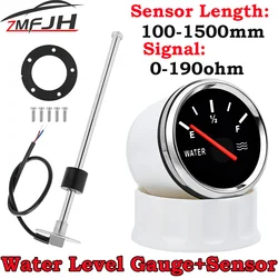 Medidor nivel agua 52MM con sensor indicador 0-190ohm universal