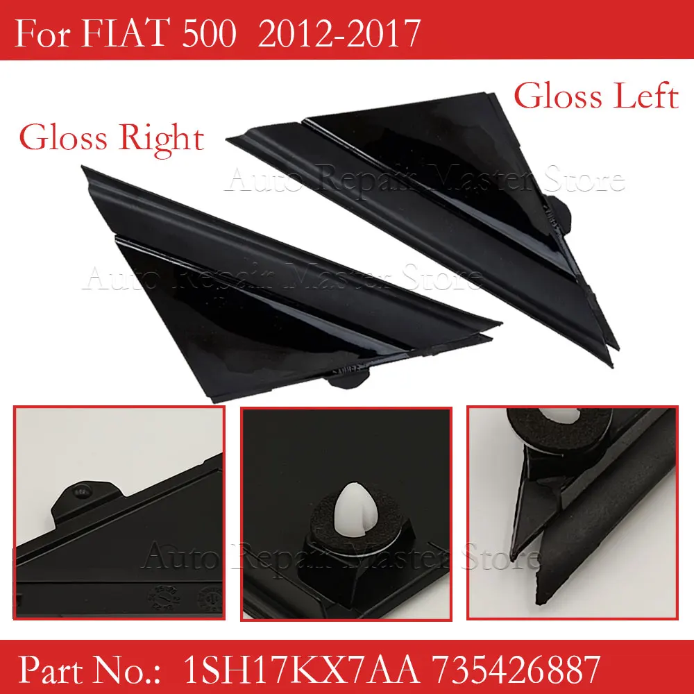 Cubierta espejo OEM 1SH17KX7AA Fiat 500 2012-2017 negro brillante - imagen 2