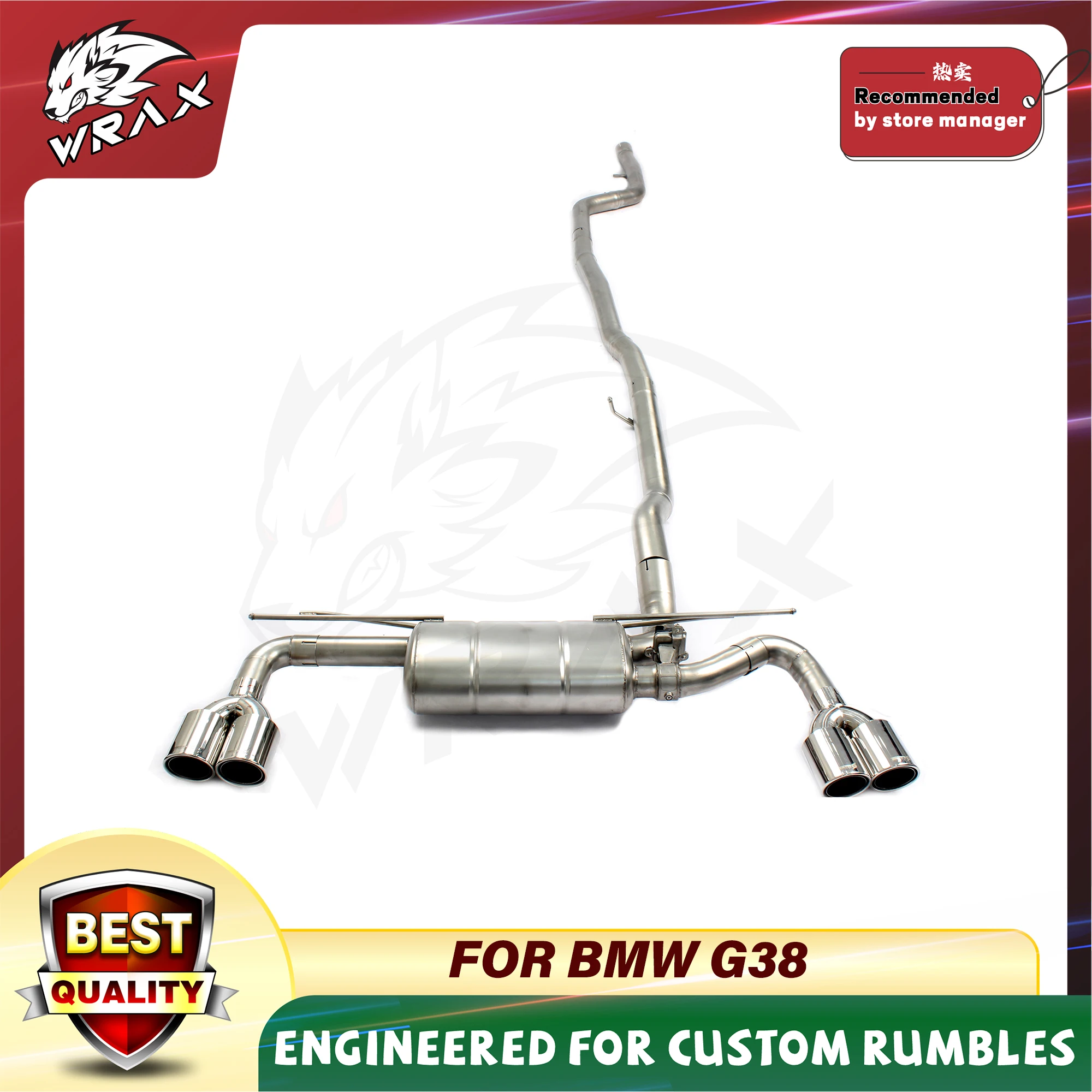 Tubos de escape Catback acero inoxidable 304 BMW 5 G38 con válvula