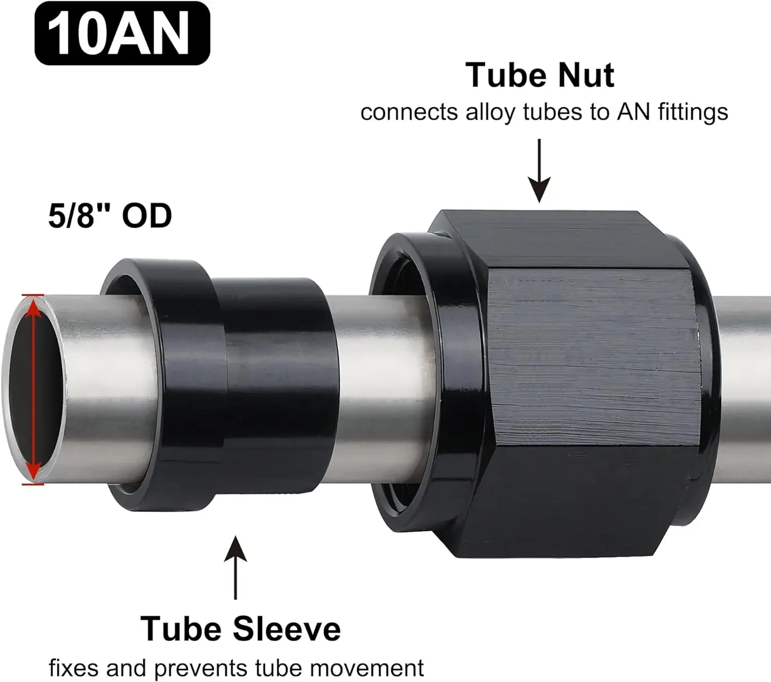 Racores rectos AN4-AN12 para manguera, aluminio anodizado negro - imagen 4