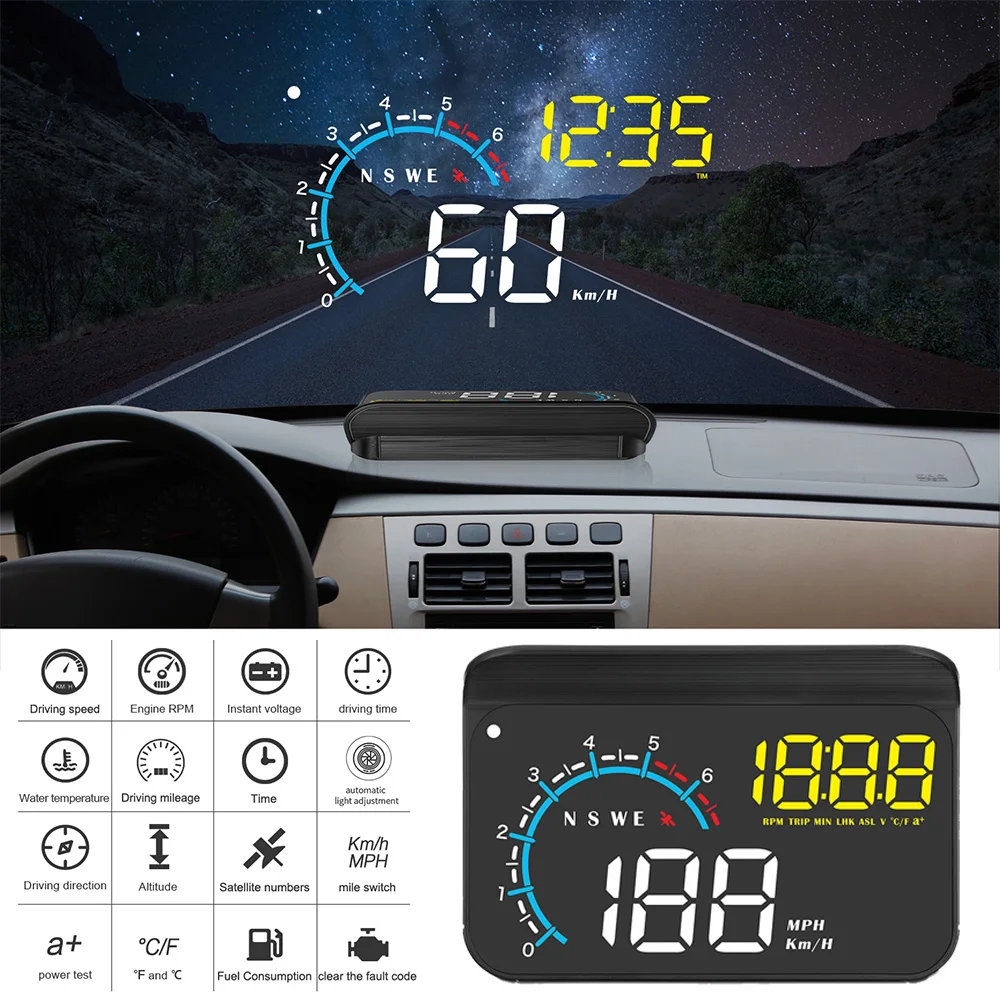 Pantalla HUD M12 para coche con GPS y datos OBD2