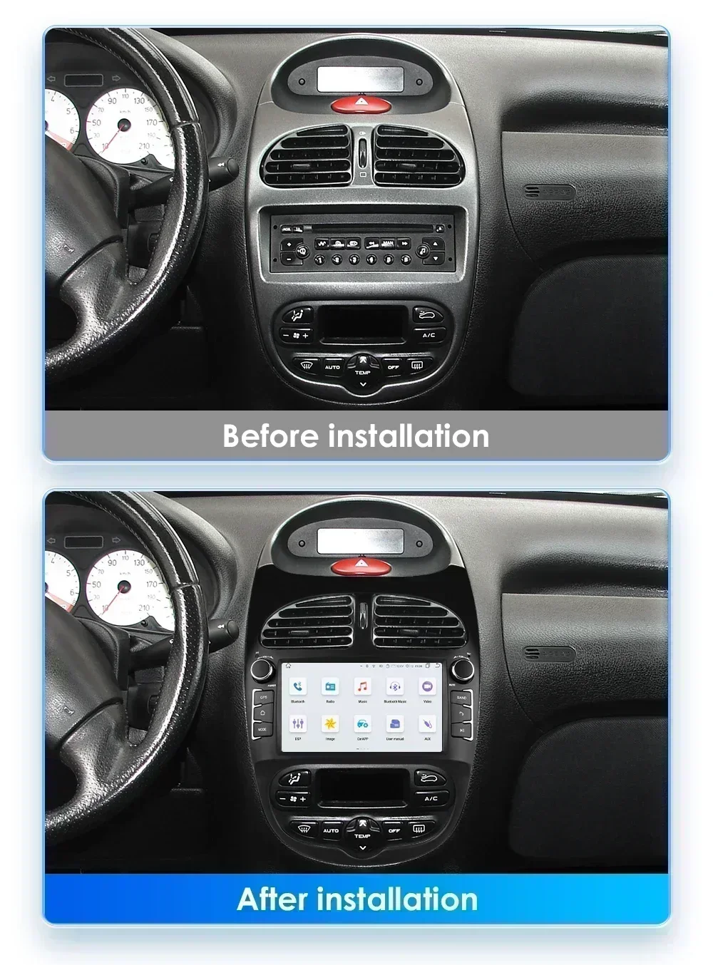 Autoradio Android 13 Hizpo 7862 2DIN GPS Peugeot 206 2000-2008 - imagen 3
