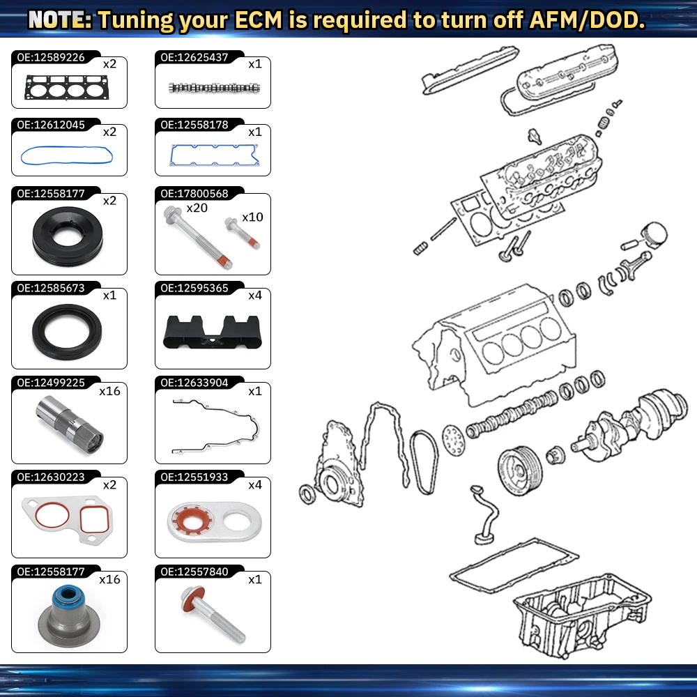 Kit de taqués AFM/DOD y juntas para Silverado/Sierra 5.3 V8 - imagen 4