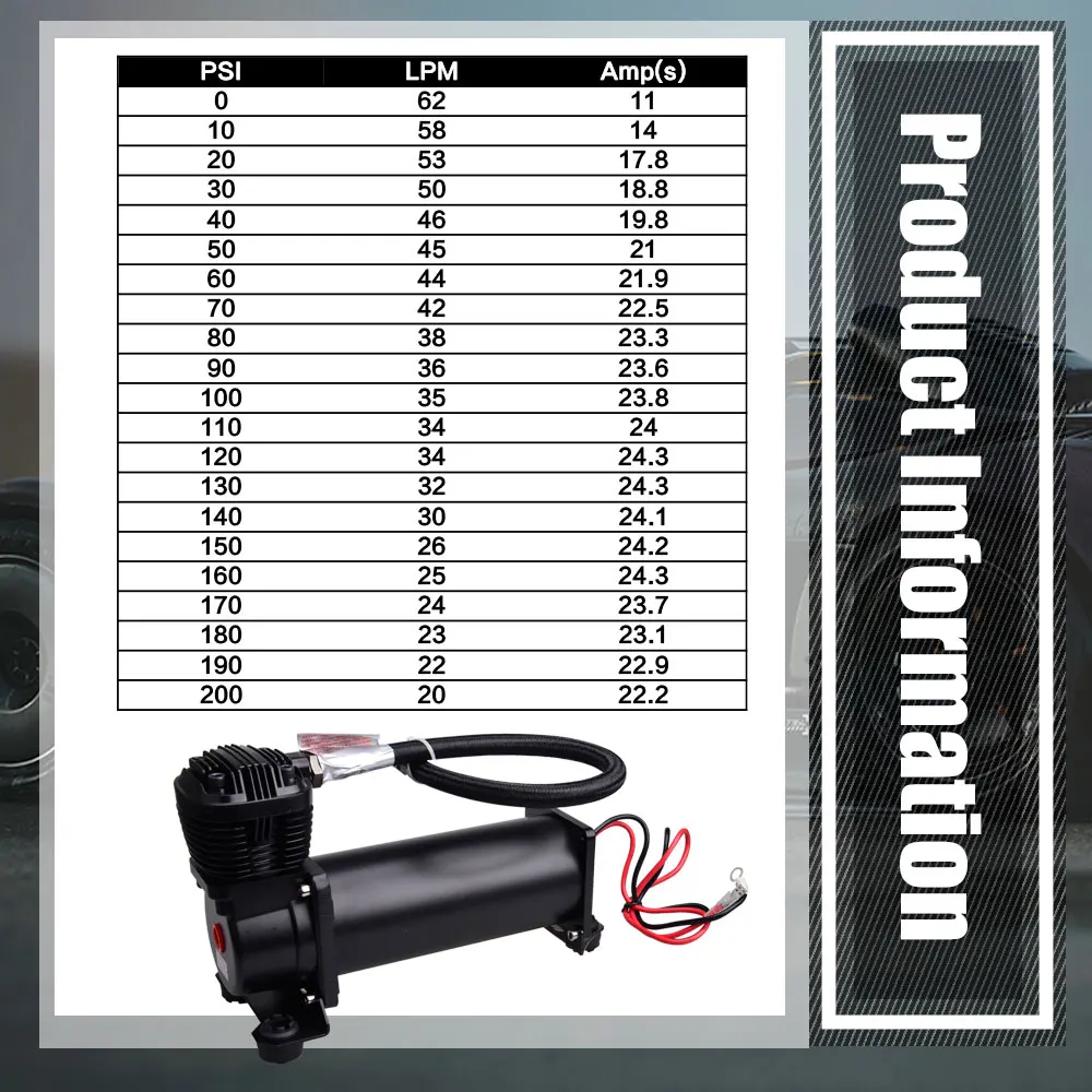 CARTEEAIR Compresor suspensión neumática 12V 300PSI SQ495 supersilencioso - imagen 5
