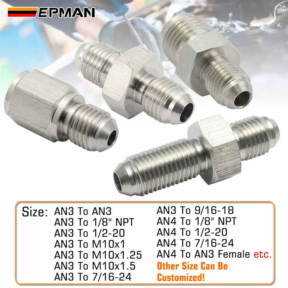 EPMAN Adaptador de aceite para turbo AN3/AN4 de acero inoxidable 304
