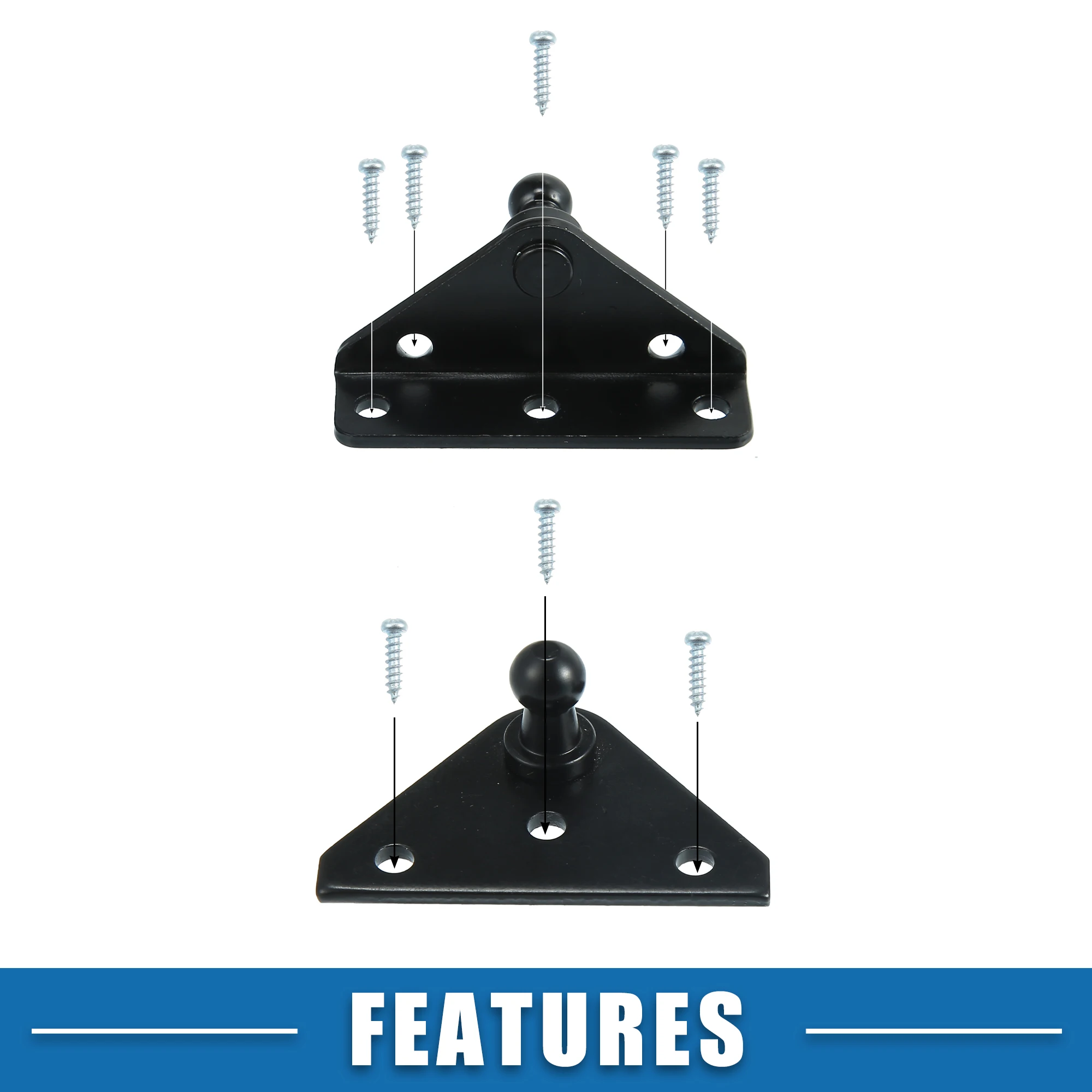 X Autohaux Juego de 4 soportes de montaje de resorte de Gas para coche, Perno de bola de 10mm, soporte de Metal con 16 tornillos, Universal para coches, barcos y camiones - imagen 5