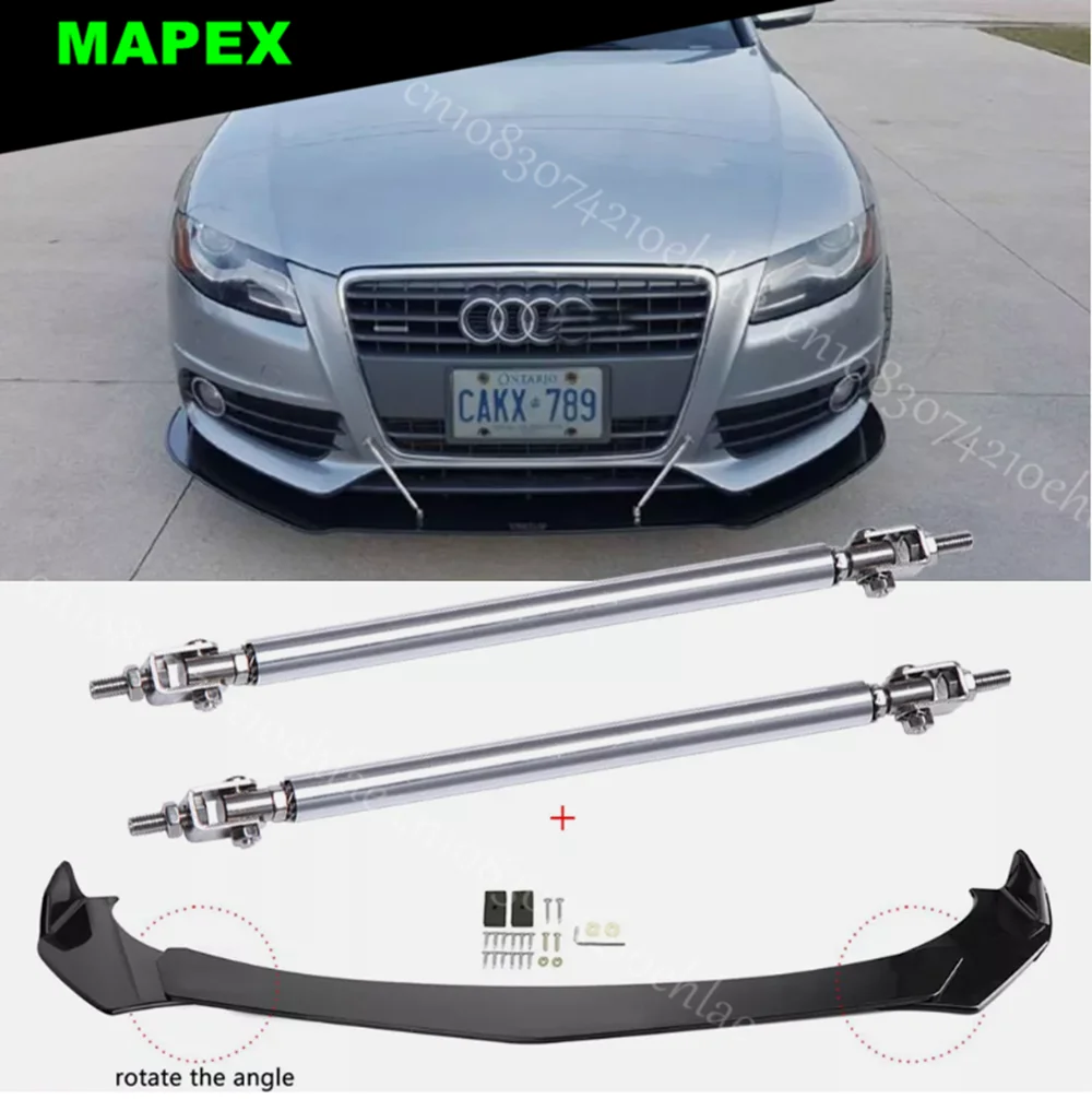Splitter delantero Audi A3/A4/A5/A6/A7/S3/S4 con varillas de soporte