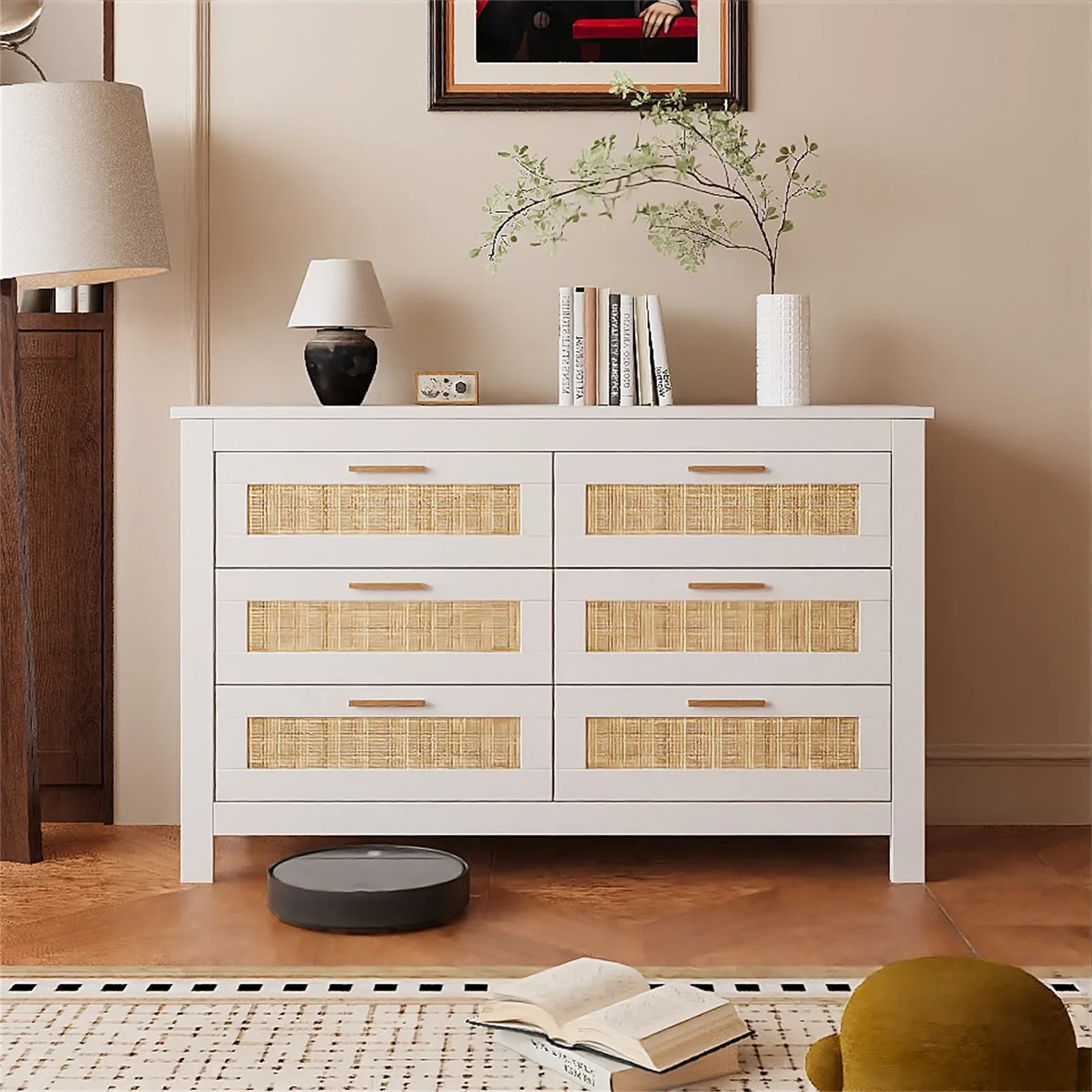 Cajonera de ratán con 6 cajones – Mesita de noche y mueble auxiliar