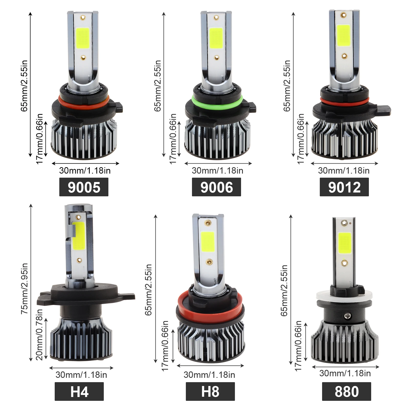 Bombillas de luz LED antiniebla para coche, bombillas de reposición automática, Plug and Play, H8/H9/H11/100/880/881/HB4/5202/HB3, 9006 W, 1 unidad - imagen 2