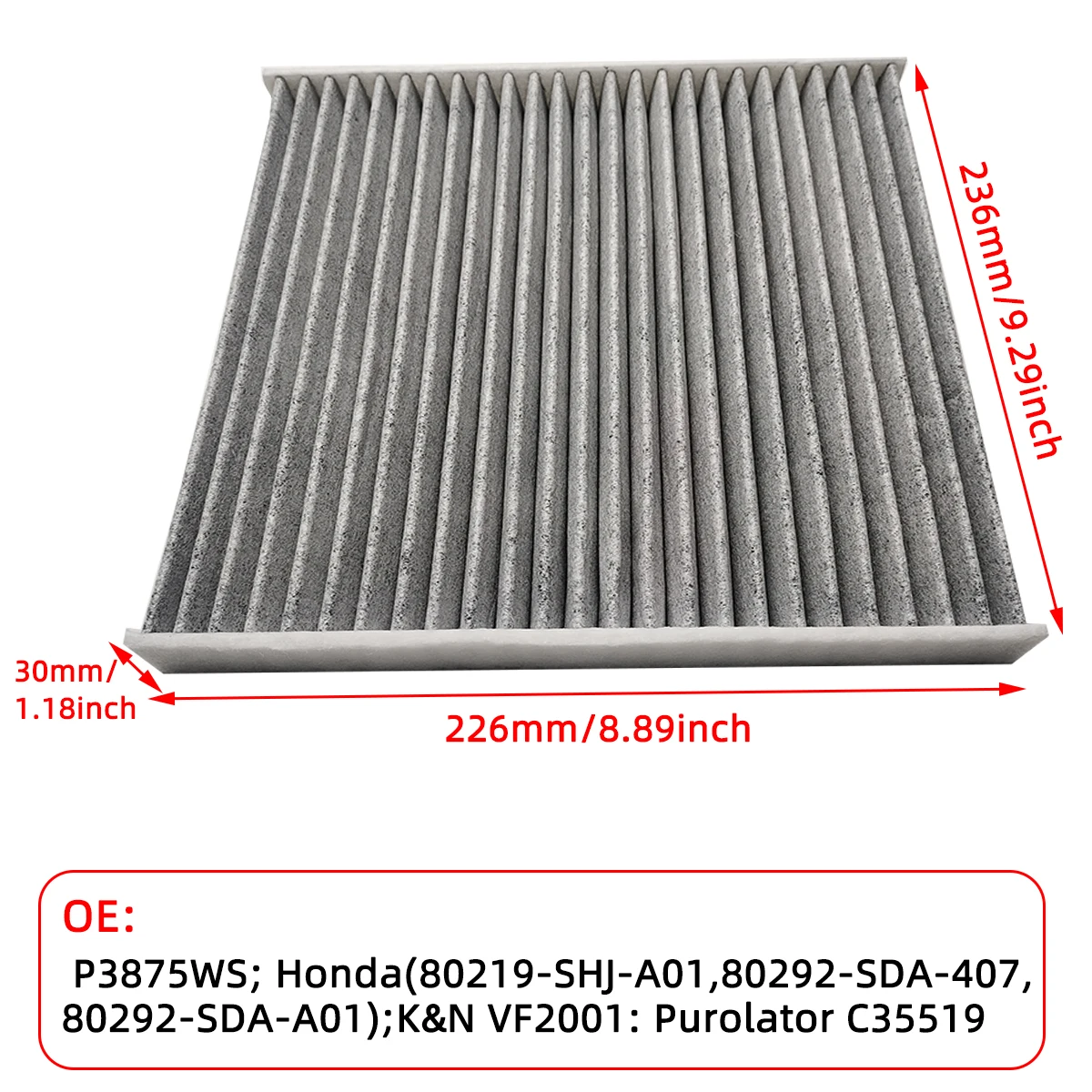 Filtro de habitáculo de carbón activo para Honda Pilot 2009-2023 - imagen 2